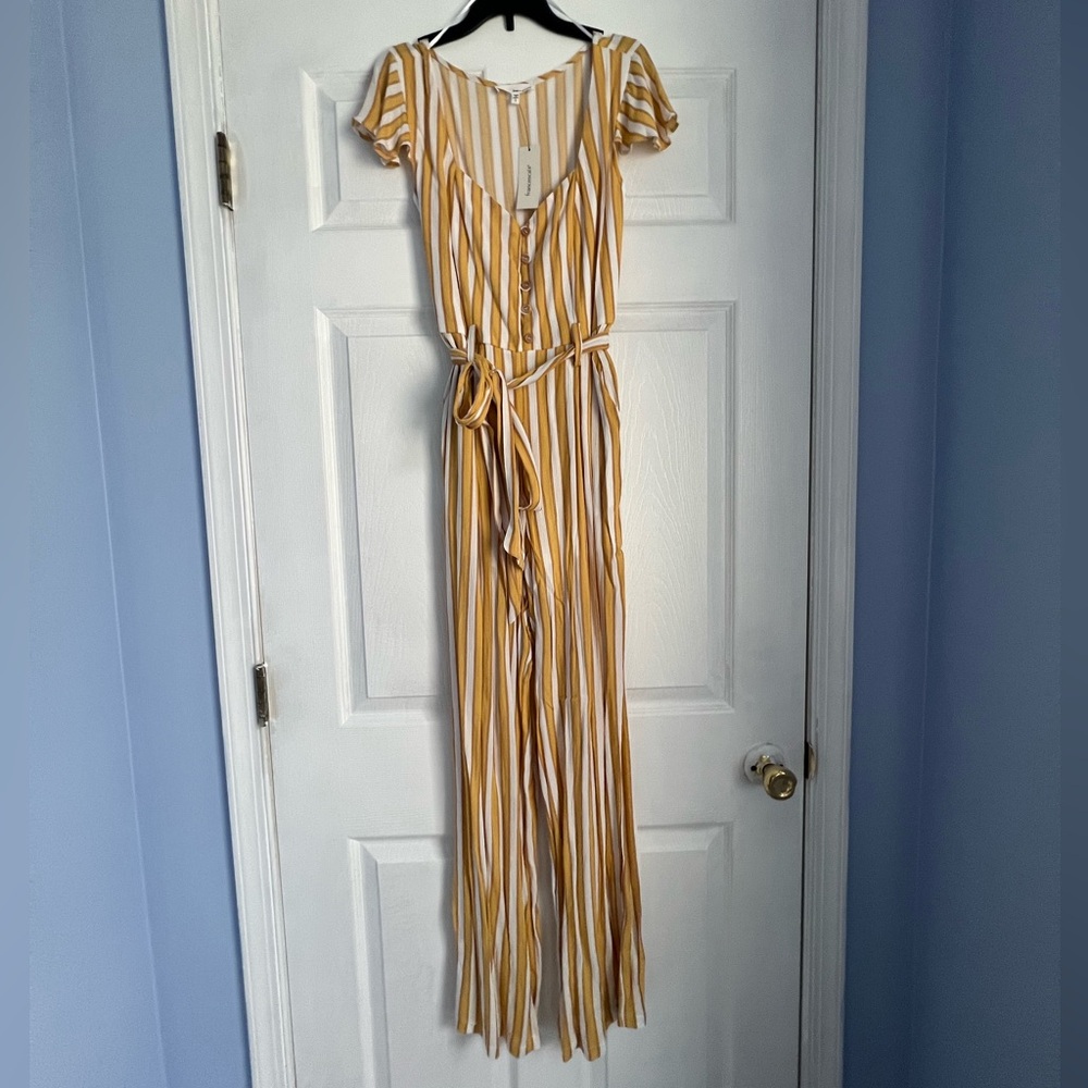 Yellow and White Striped Jumpsuit from Francesca’s SIZE L